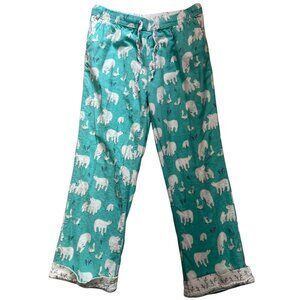 Munki Munki Women's Flannel Pajama Pants Size Medium Turquoise White Polar Bear